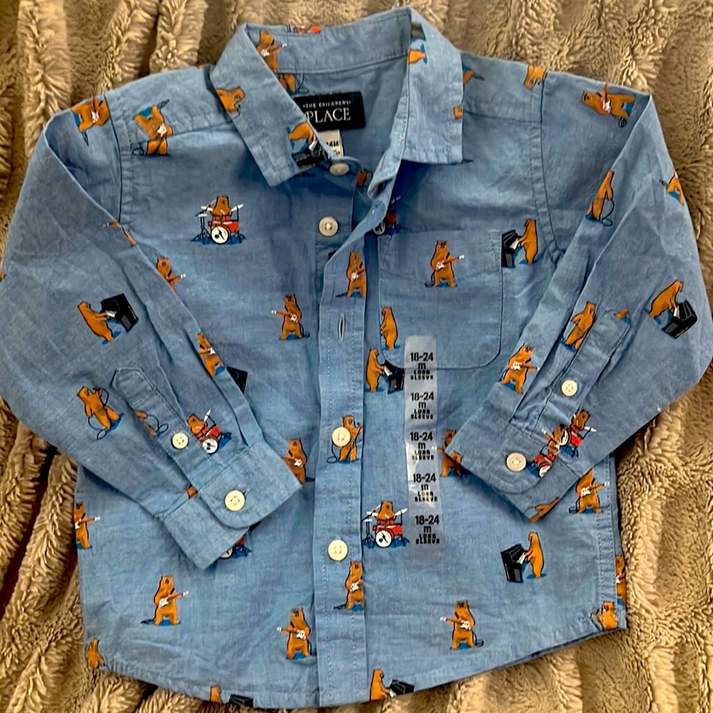 Boys long sleeve button up shirt NWT